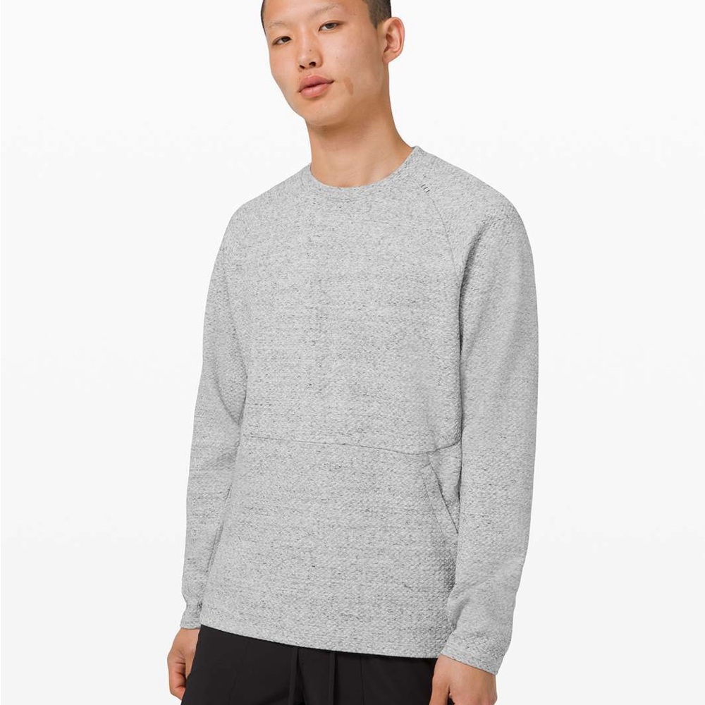 Lululemon At Ease Crew Heathered Melody Light Grey / Black Men’s Small